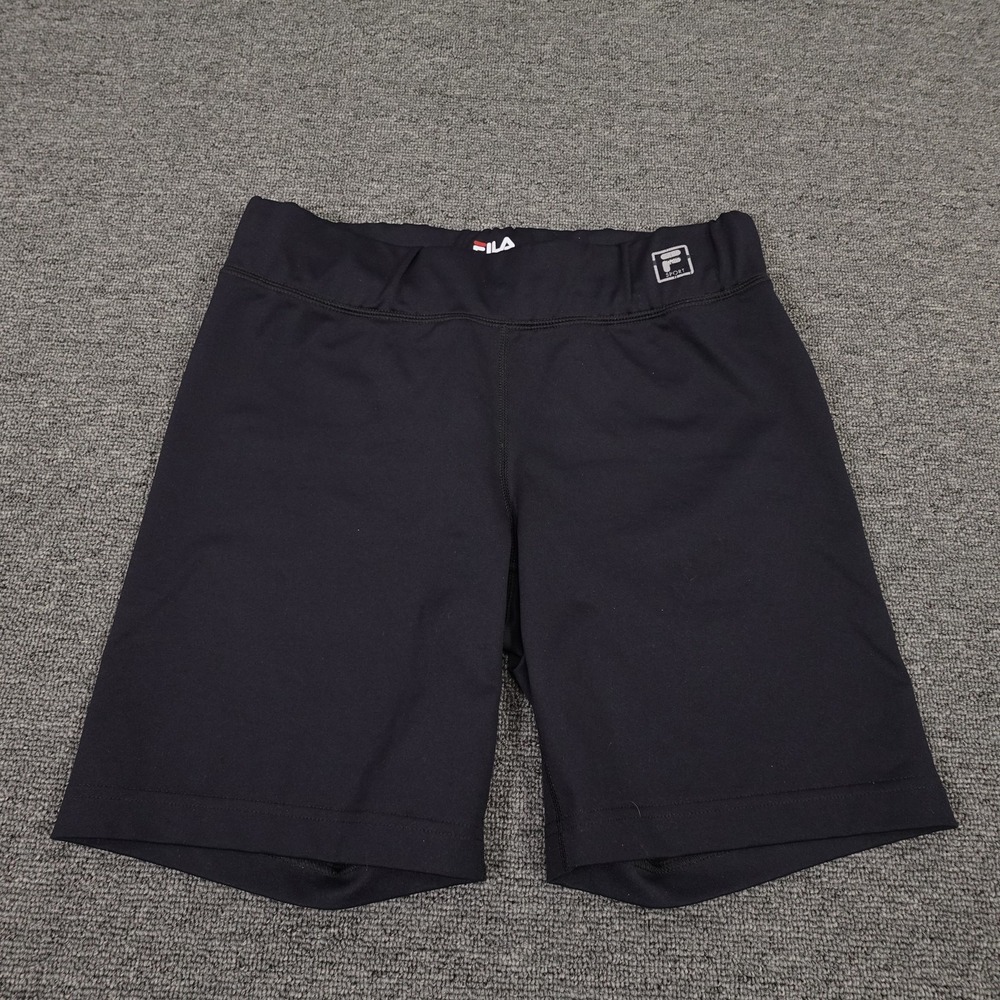 FILA Shorts Womens Small Black Biker Compression Athletic Gym Training Workout